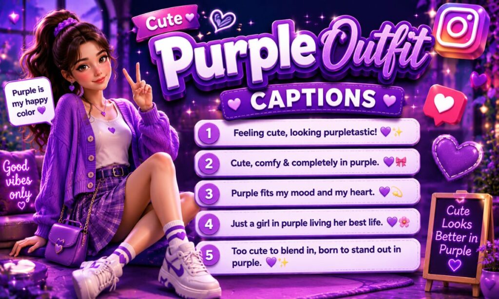 Cute Purple Outfit Captions