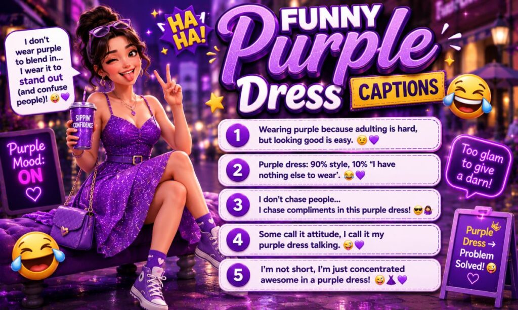 Funny Purple Dress Captions