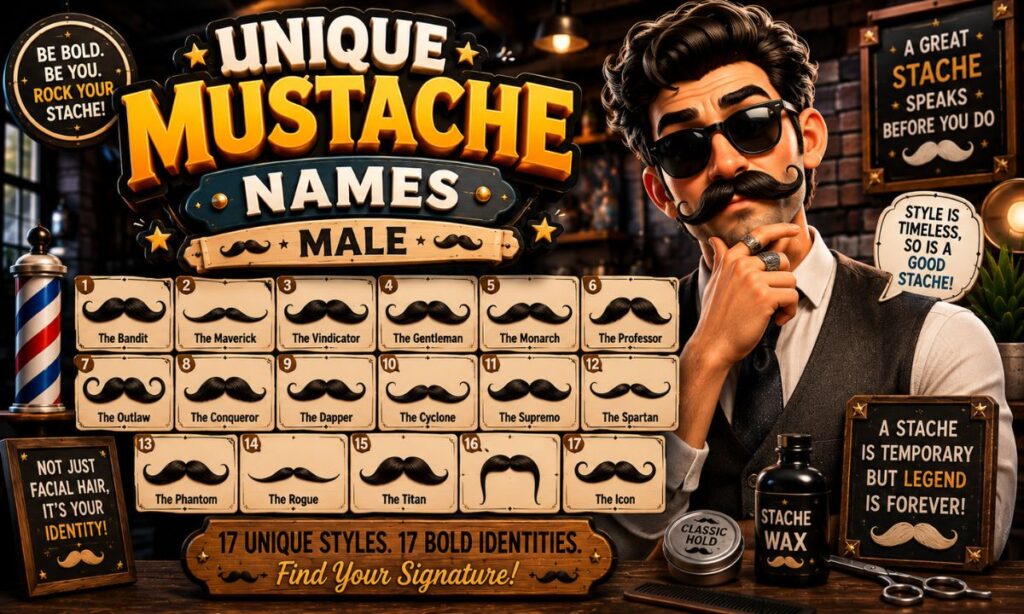 Unique mustache names Male